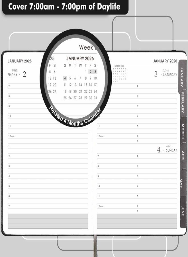 Lemome 2026 Diary - 2026 Daily Planner, Appointment Book with Tabs, Pen Loop, Bookmarks, Inner Pocket, January to December 2026, 5.75" x 8.25" - Image 3